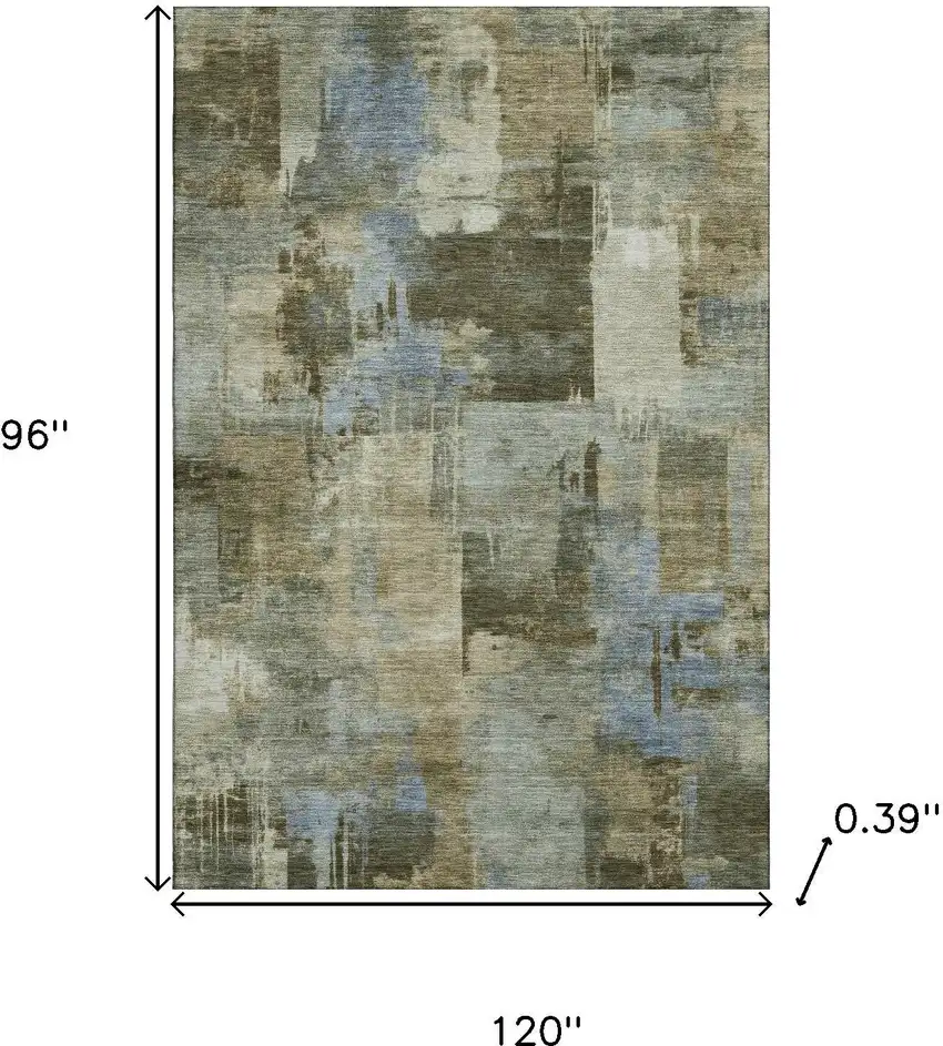 Green And Gray Abstract Washable Area Rug With UV Protection Photo 9