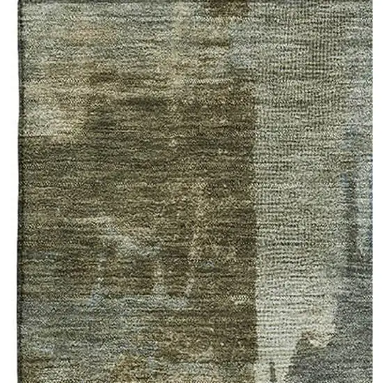 Green And Gray Abstract Washable Area Rug With UV Protection Photo 4