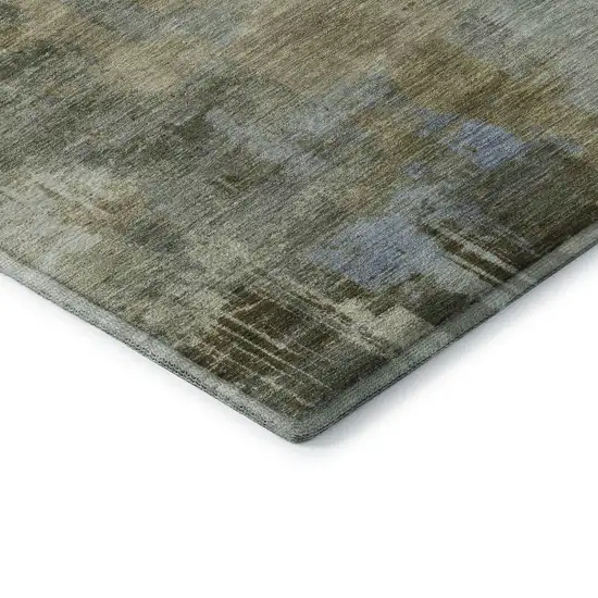 Green And Gray Abstract Washable Area Rug With UV Protection Photo 6