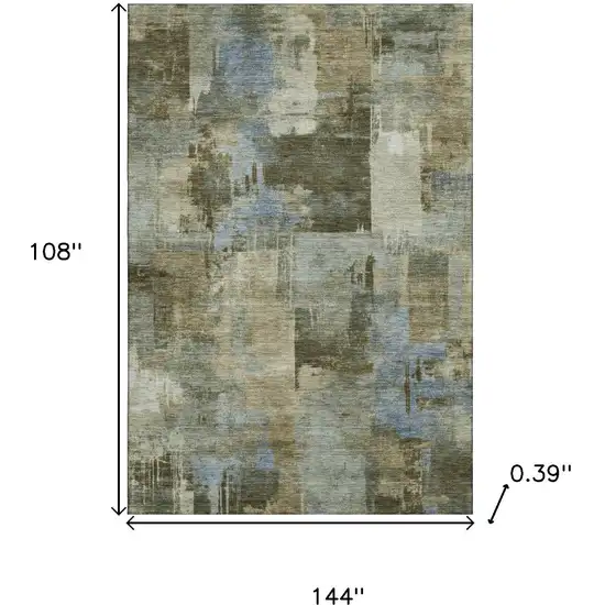 Green And Gray Abstract Washable Area Rug With UV Protection Photo 8