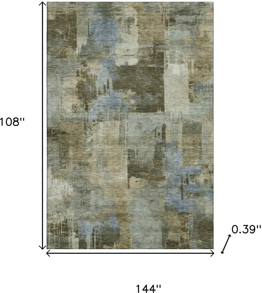 Green And Gray Abstract Washable Area Rug With UV Protection Photo 8