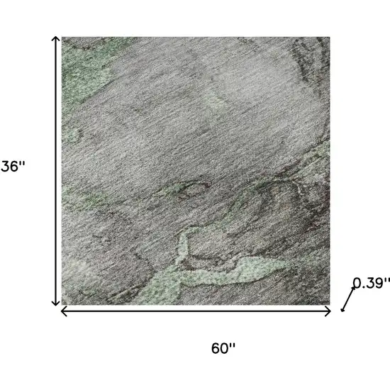 Green And Gray Abstract Washable Area Rug With UV Protection Photo 7