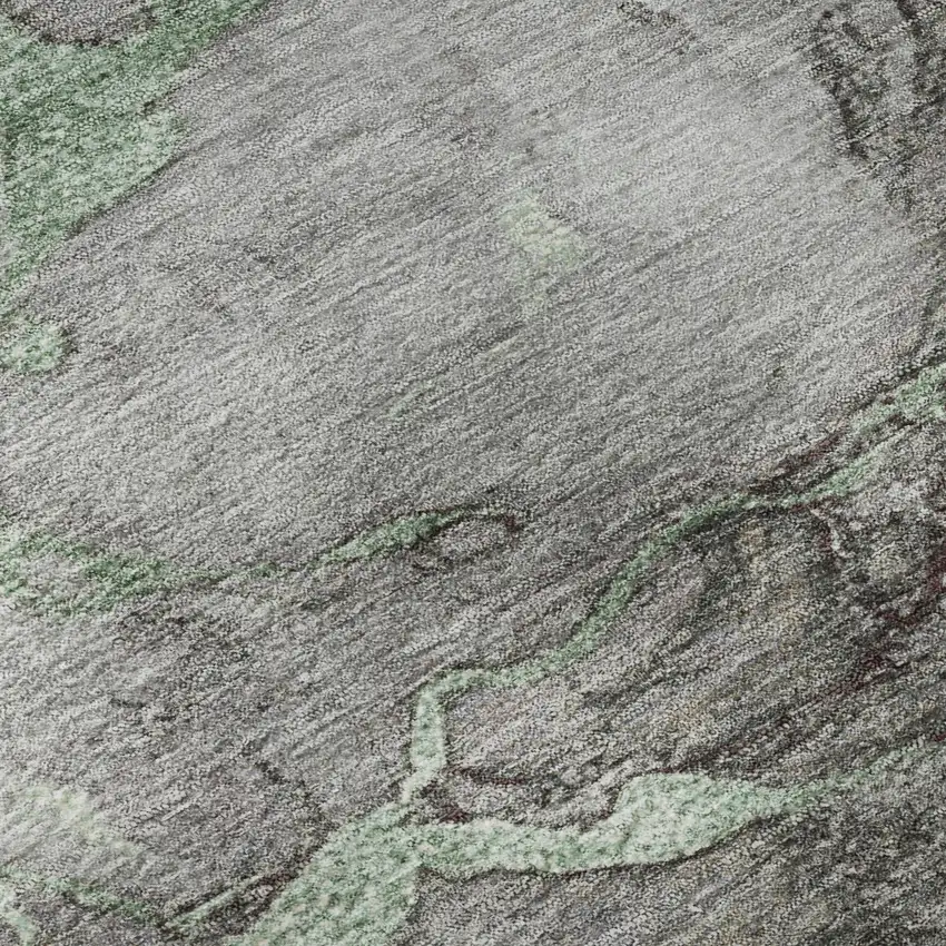 Green And Gray Abstract Washable Area Rug With UV Protection Photo 2