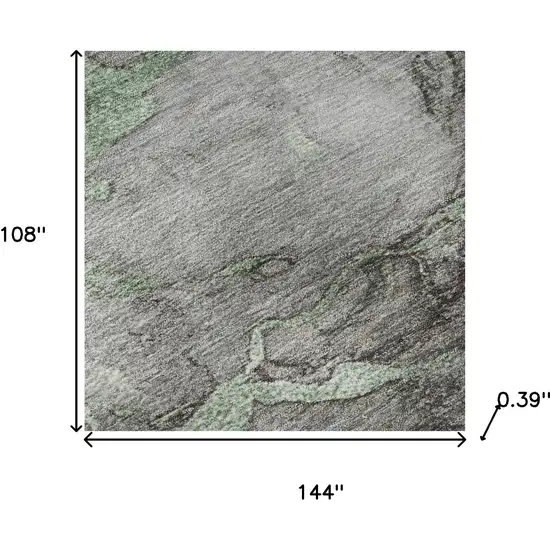 Green And Gray Abstract Washable Area Rug With UV Protection Photo 7