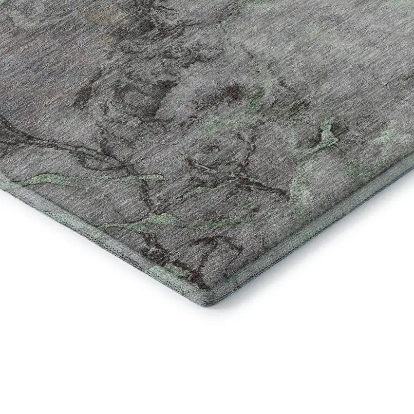 Green And Gray Abstract Washable Area Rug With UV Protection Photo 7