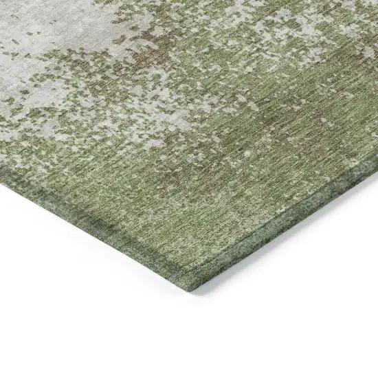 Green And Gray Abstract Washable Indoor Outdoor Area Rug Photo 5