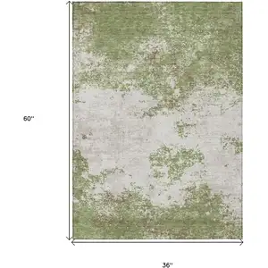 Photo of Green And Gray Abstract Washable Indoor Outdoor Area Rug