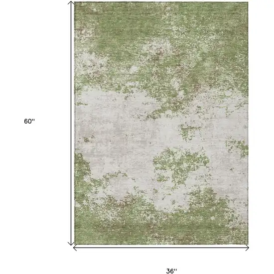 Green And Gray Abstract Washable Indoor Outdoor Area Rug Photo 3