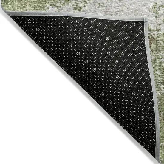 Green And Gray Abstract Washable Indoor Outdoor Area Rug Photo 4