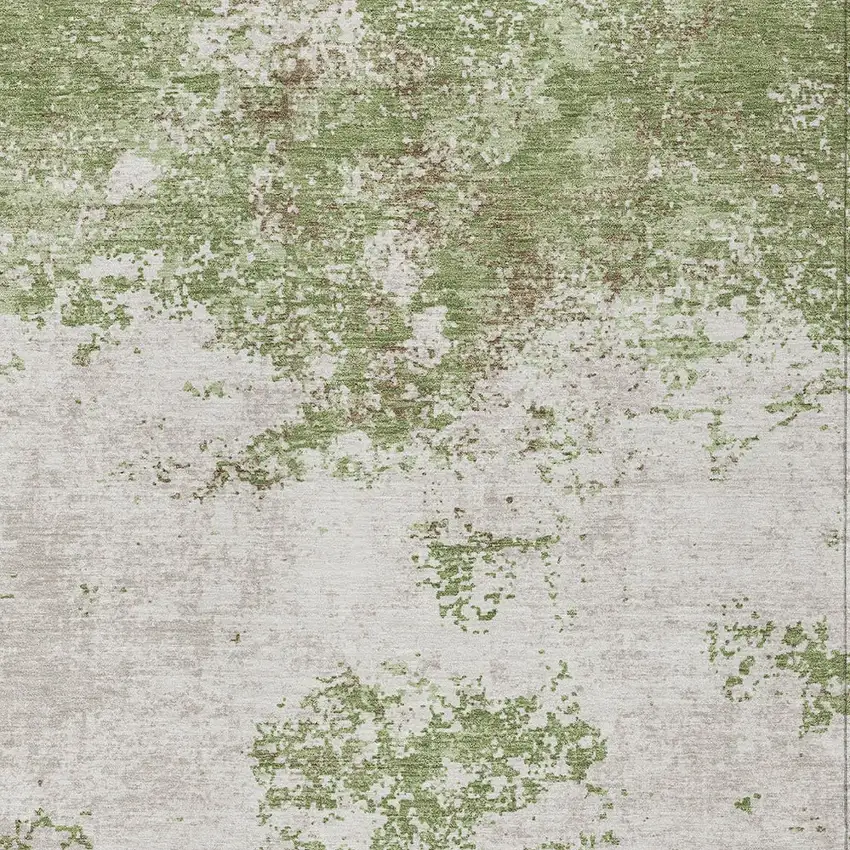 Green And Gray Abstract Washable Indoor Outdoor Area Rug Photo 6