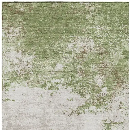 Green And Gray Abstract Washable Indoor Outdoor Area Rug Photo 6