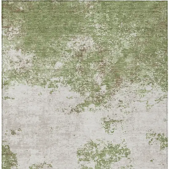 Green And Gray Abstract Washable Indoor Outdoor Area Rug Photo 7