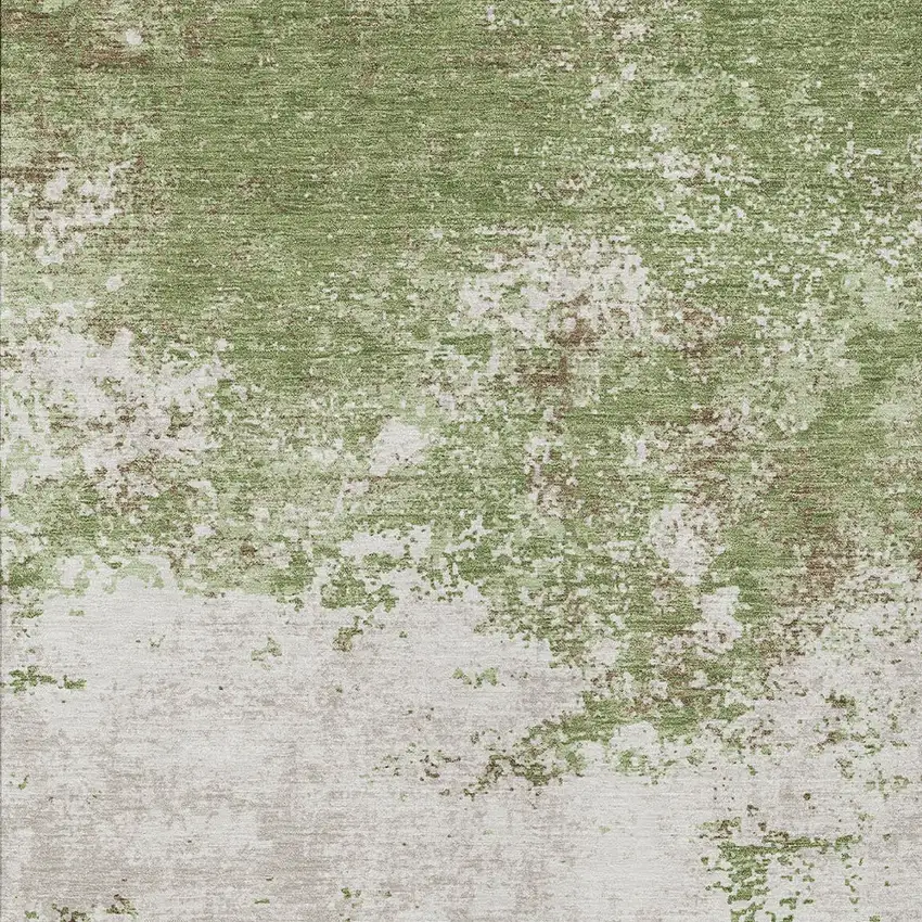 Green And Gray Abstract Washable Indoor Outdoor Area Rug Photo 6