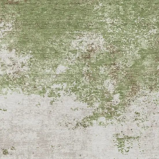 Green And Gray Abstract Washable Indoor Outdoor Area Rug Photo 6