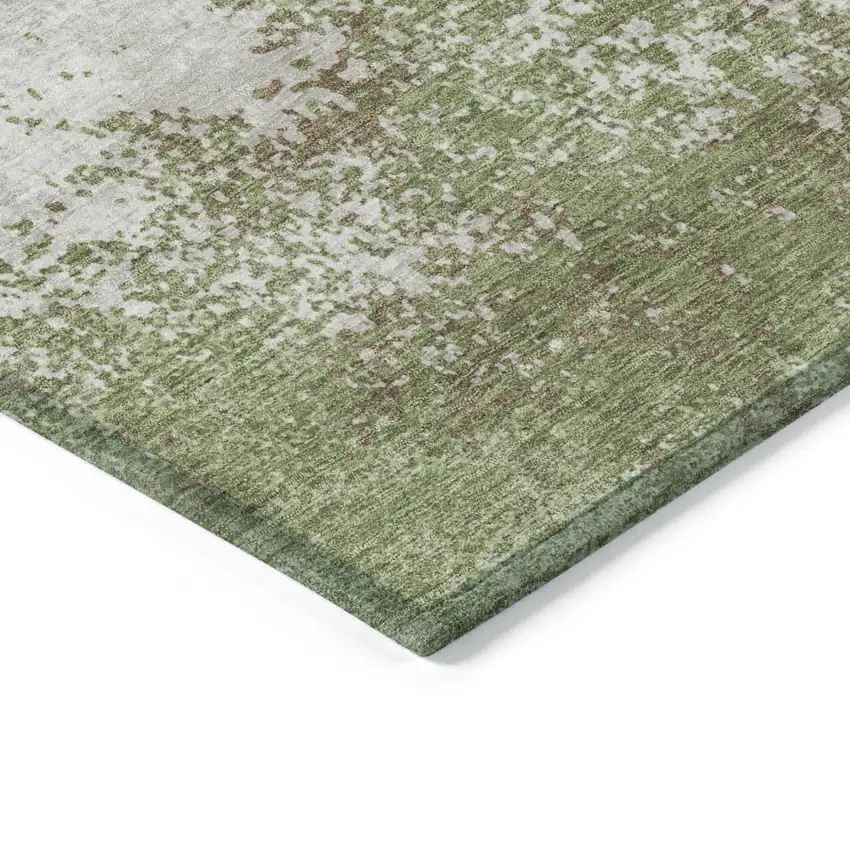 Green And Gray Abstract Washable Indoor Outdoor Area Rug Photo 5