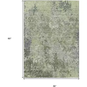 Photo of Green And Gray Abstract Washable Indoor Outdoor Area Rug