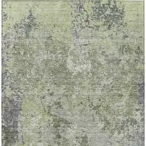 Photo of Green And Gray Abstract Washable Indoor Outdoor Area Rug