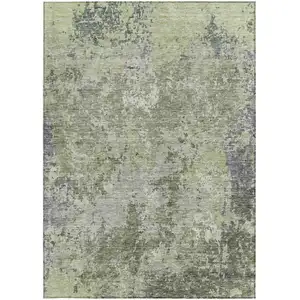 Photo of Green And Gray Abstract Washable Indoor Outdoor Area Rug