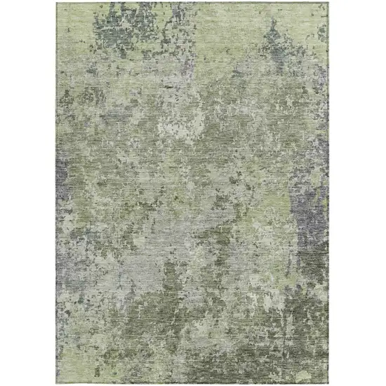 Green And Gray Abstract Washable Indoor Outdoor Area Rug Photo 6