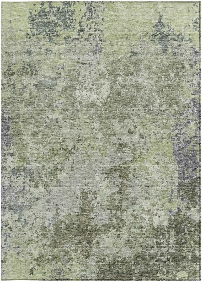 Green And Gray Abstract Washable Indoor Outdoor Area Rug Photo 6