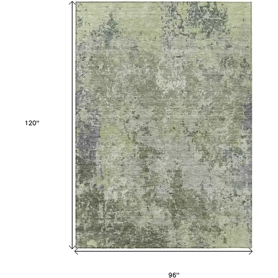 Green And Gray Abstract Washable Indoor Outdoor Area Rug Photo 3