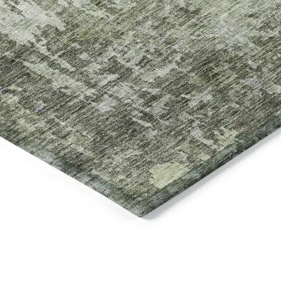 Green And Gray Abstract Washable Indoor Outdoor Area Rug Photo 5