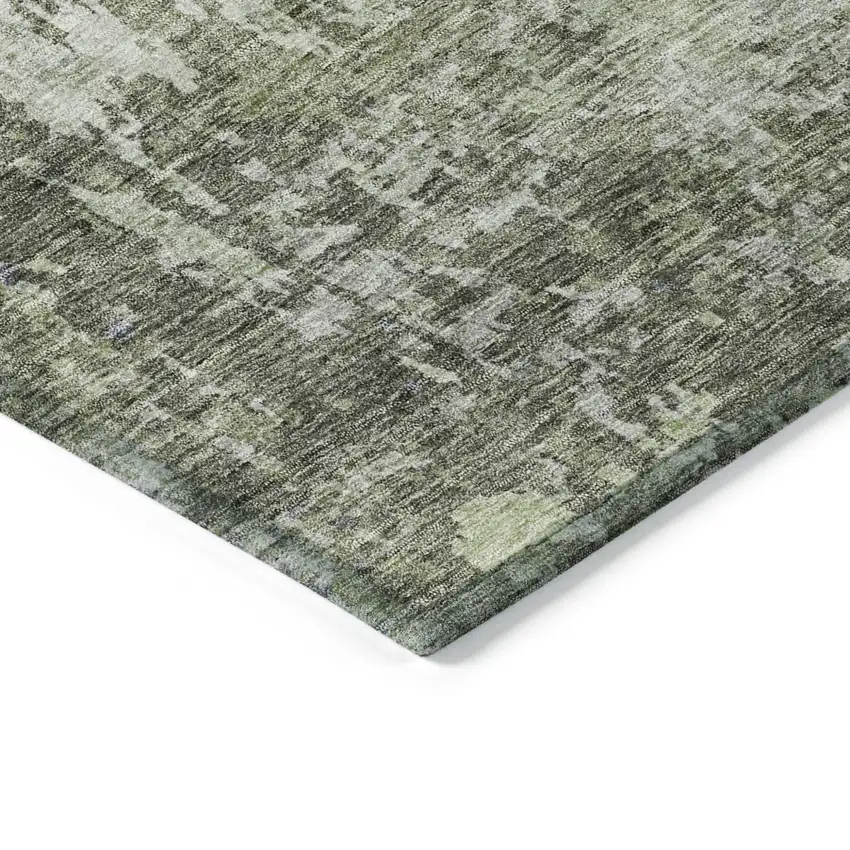 Green And Gray Abstract Washable Indoor Outdoor Area Rug Photo 5