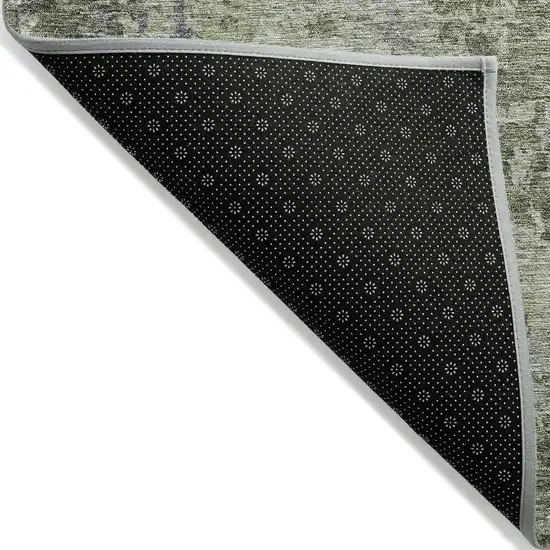 Green And Gray Abstract Washable Indoor Outdoor Area Rug Photo 4