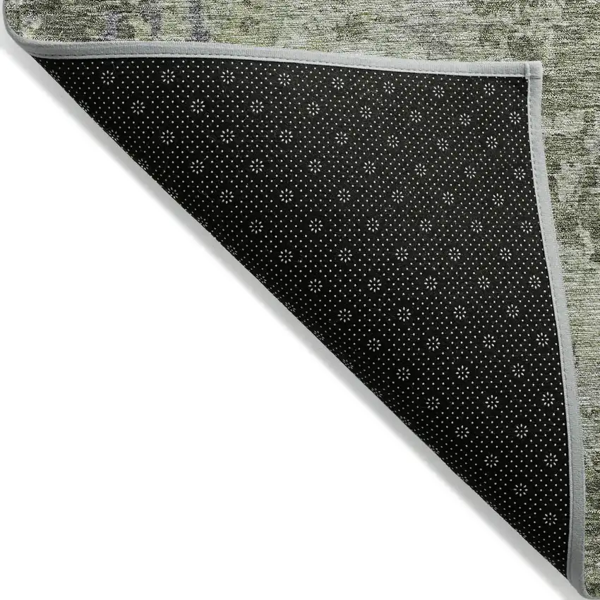 Green And Gray Abstract Washable Indoor Outdoor Area Rug Photo 4