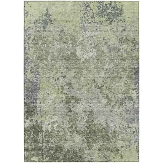 Green And Gray Abstract Washable Indoor Outdoor Area Rug Photo 2