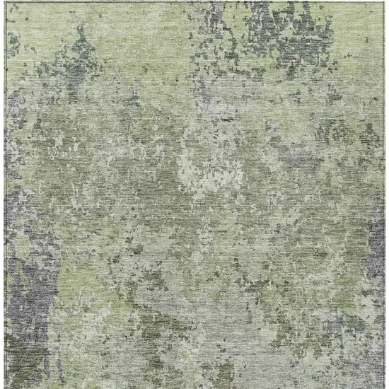 Green And Gray Abstract Washable Indoor Outdoor Area Rug Photo 7