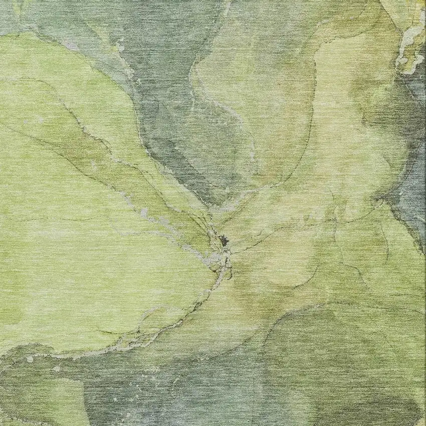 Green And Gray Abstract Washable Indoor Outdoor Area Rug Photo 3