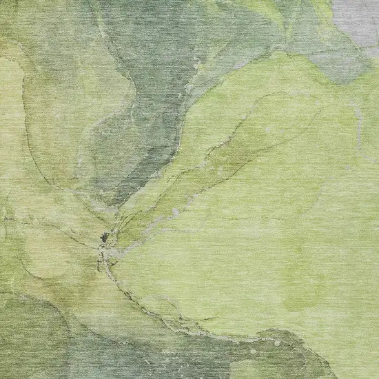 Green And Gray Abstract Washable Indoor Outdoor Area Rug Photo 3