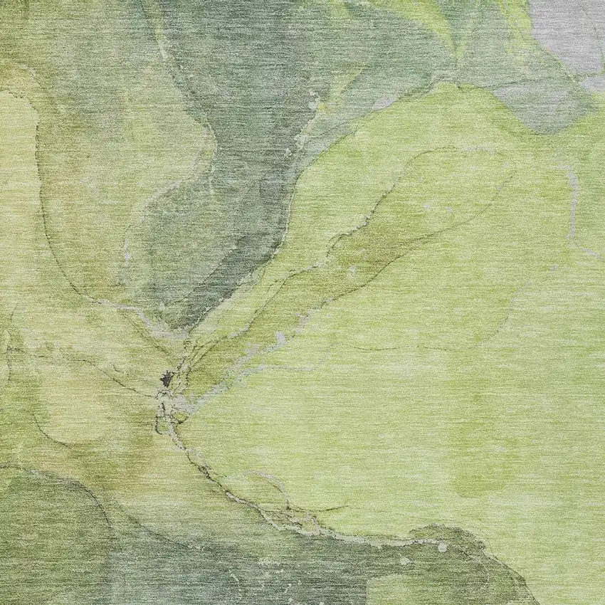 Green And Gray Abstract Washable Indoor Outdoor Area Rug Photo 3