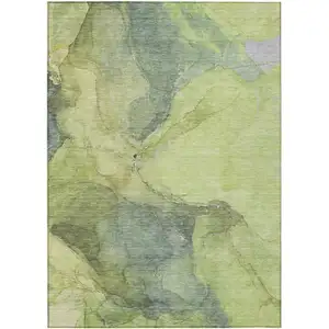 Photo of Green And Gray Abstract Washable Indoor Outdoor Area Rug