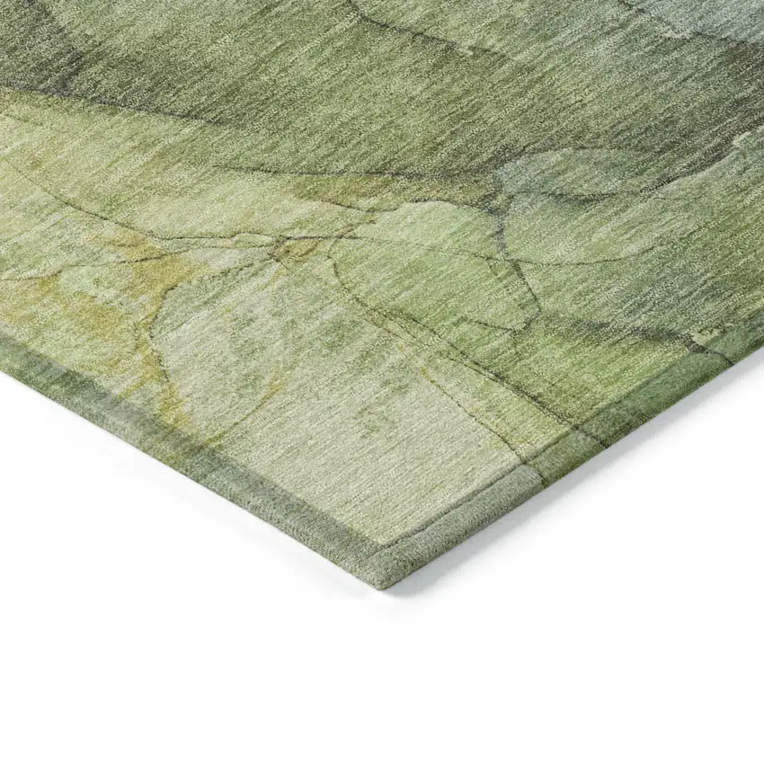 Green And Gray Abstract Washable Indoor Outdoor Area Rug Photo 6