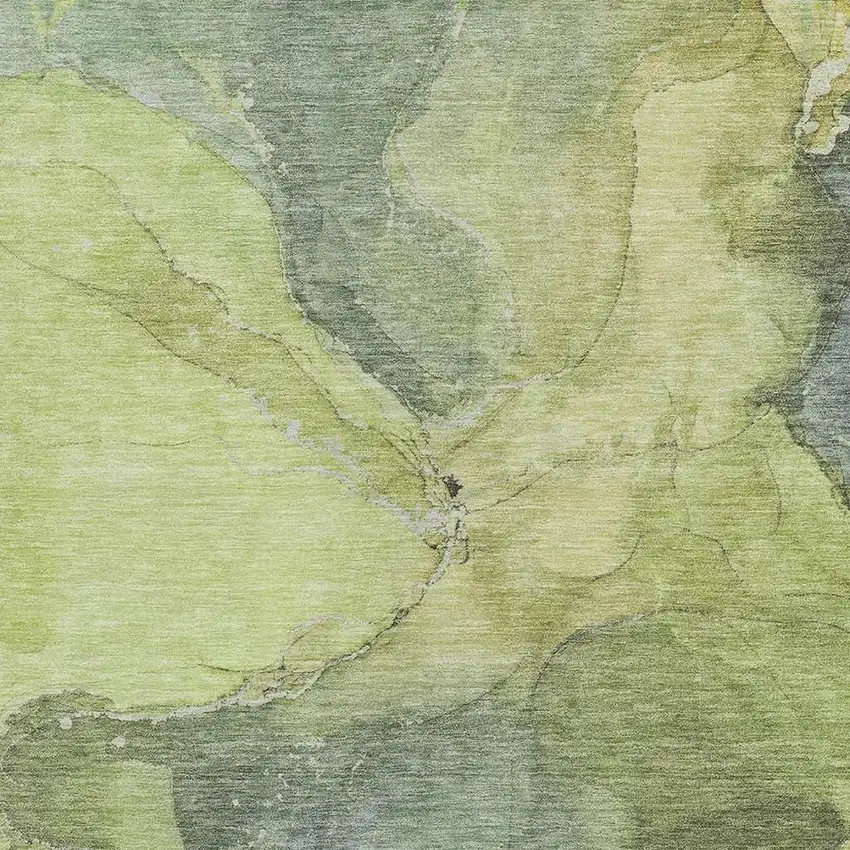 Green And Gray Abstract Washable Indoor Outdoor Area Rug Photo 3