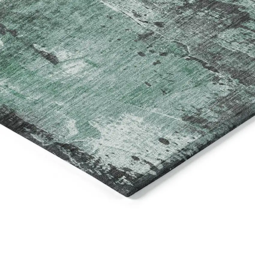 Green And Gray Abstract Washable Indoor Outdoor Area Rug Photo 8