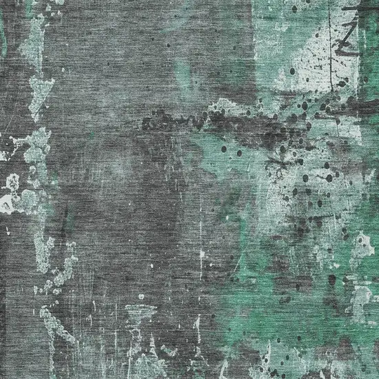 Green And Gray Abstract Washable Indoor Outdoor Area Rug Photo 9