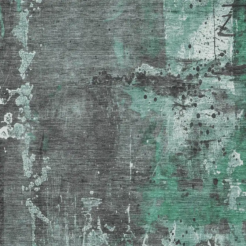 Green And Gray Abstract Washable Indoor Outdoor Area Rug Photo 9