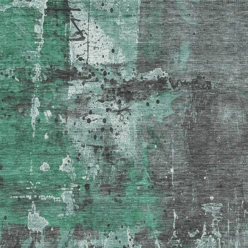 Green And Gray Abstract Washable Indoor Outdoor Area Rug Photo 3