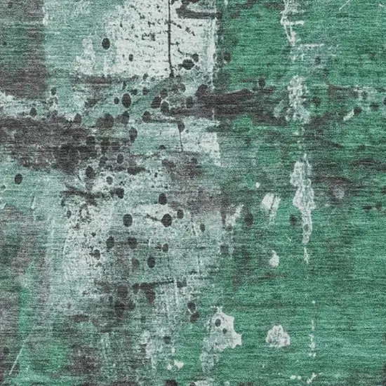 Green And Gray Abstract Washable Indoor Outdoor Area Rug Photo 3