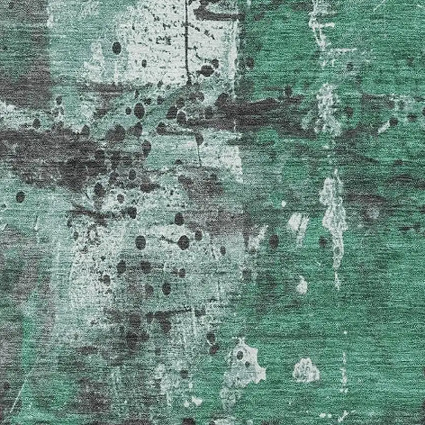 Green And Gray Abstract Washable Indoor Outdoor Area Rug Photo 3