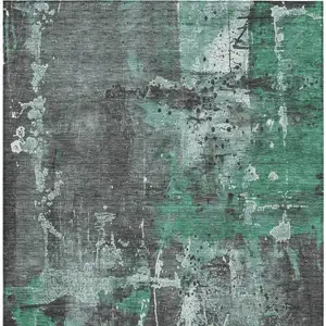 Photo of Green And Gray Abstract Washable Indoor Outdoor Area Rug