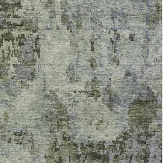 Green And Gray Abstract Washable Indoor Outdoor Area Rug Photo 2