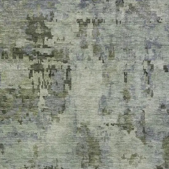 Green And Gray Abstract Washable Indoor Outdoor Area Rug Photo 2