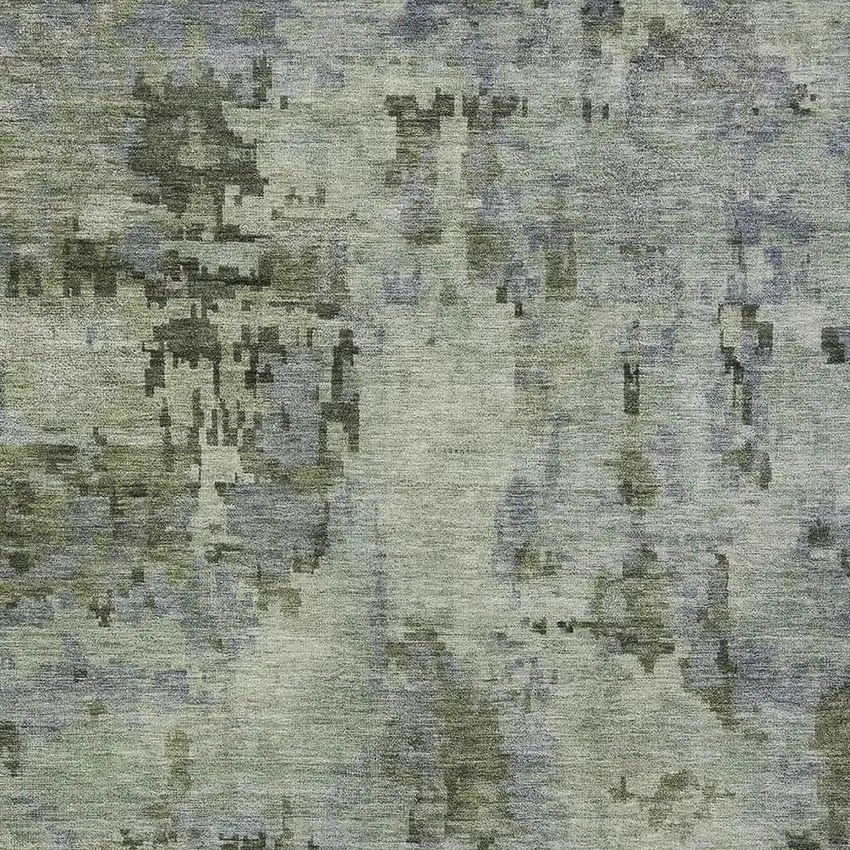 Green And Gray Abstract Washable Indoor Outdoor Area Rug Photo 2