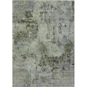 Photo of Green And Gray Abstract Washable Indoor Outdoor Area Rug