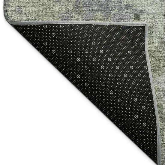 Green And Gray Abstract Washable Indoor Outdoor Area Rug Photo 9