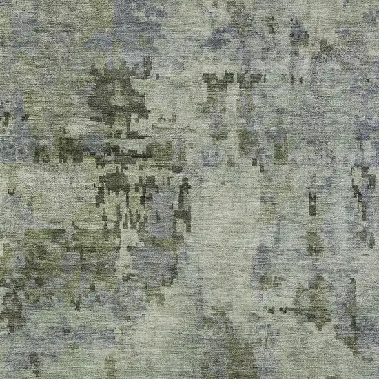 Green And Gray Abstract Washable Indoor Outdoor Area Rug Photo 2